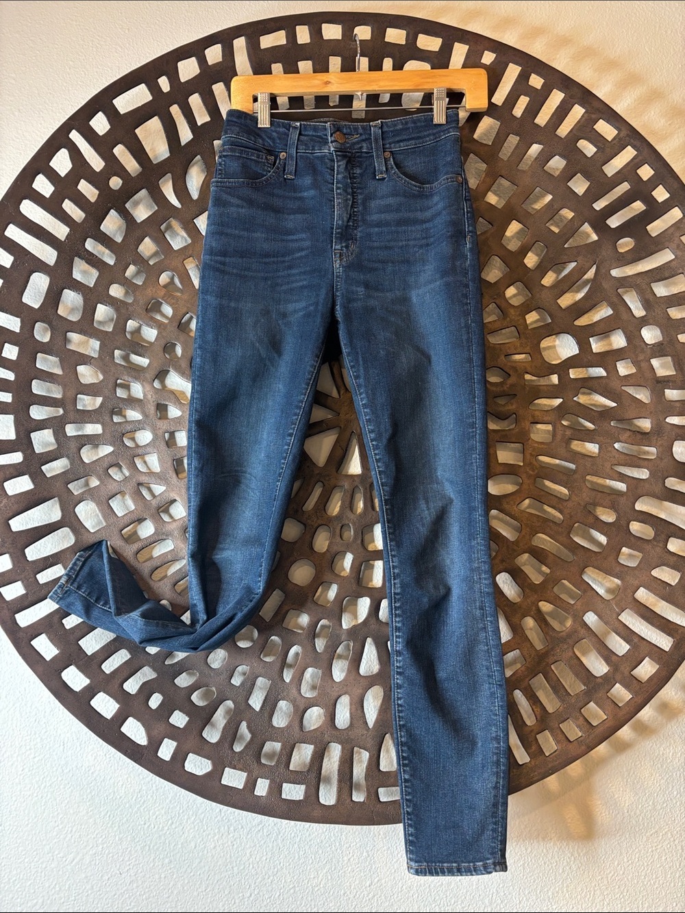💙Classic Dark Wash High Rise Skinny Jeans Curvy Stretch Madewell 26 Zip💙